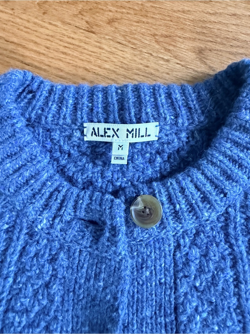 Alex Mill Blue Cable Knit Button-Up Cardigan - Picture 2 of 4